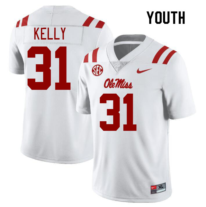 Youth #31 Torian Kelly Ole Miss Rebels College Football Jerseys Stitched Sale-White